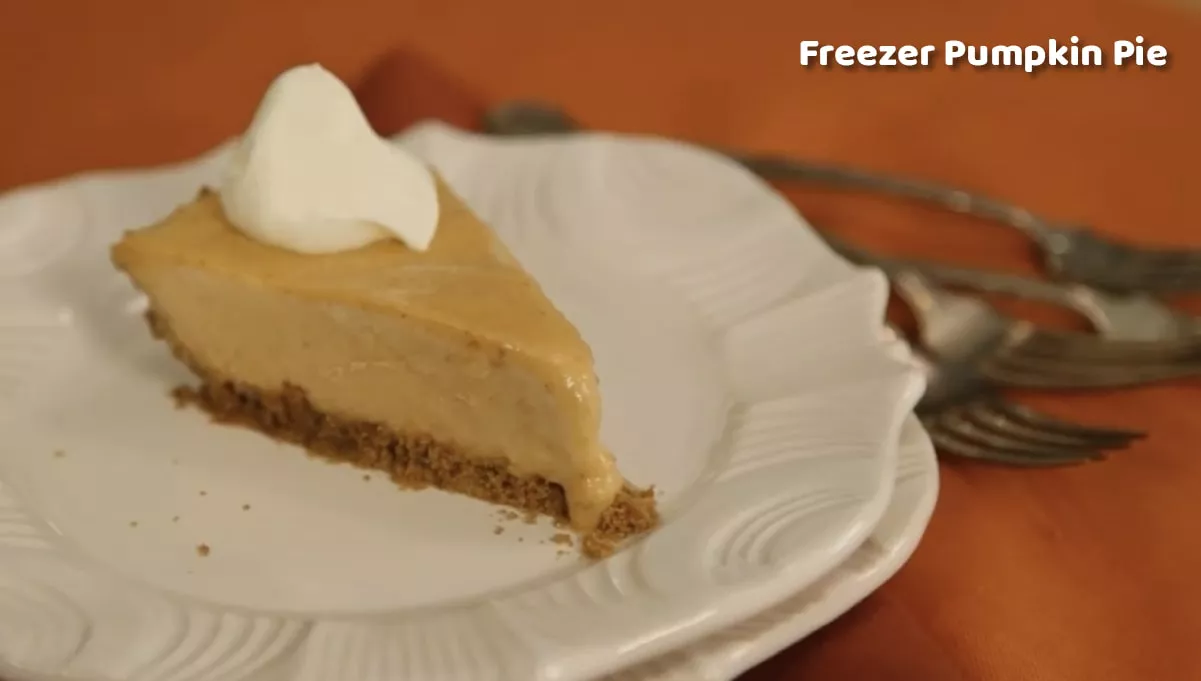 A slice of freezer pumpkin pie