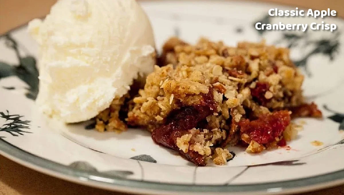 Apple Cranberry Crisp with Ice Cream