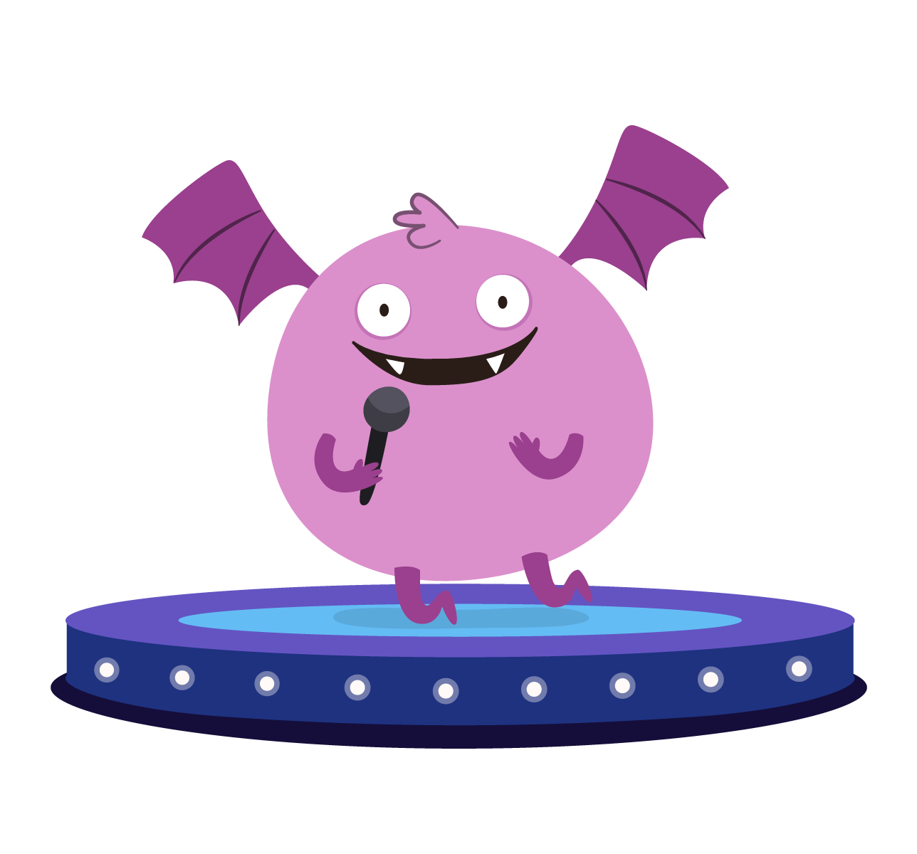 Cute monster singing with songs from KidsBeeTV app