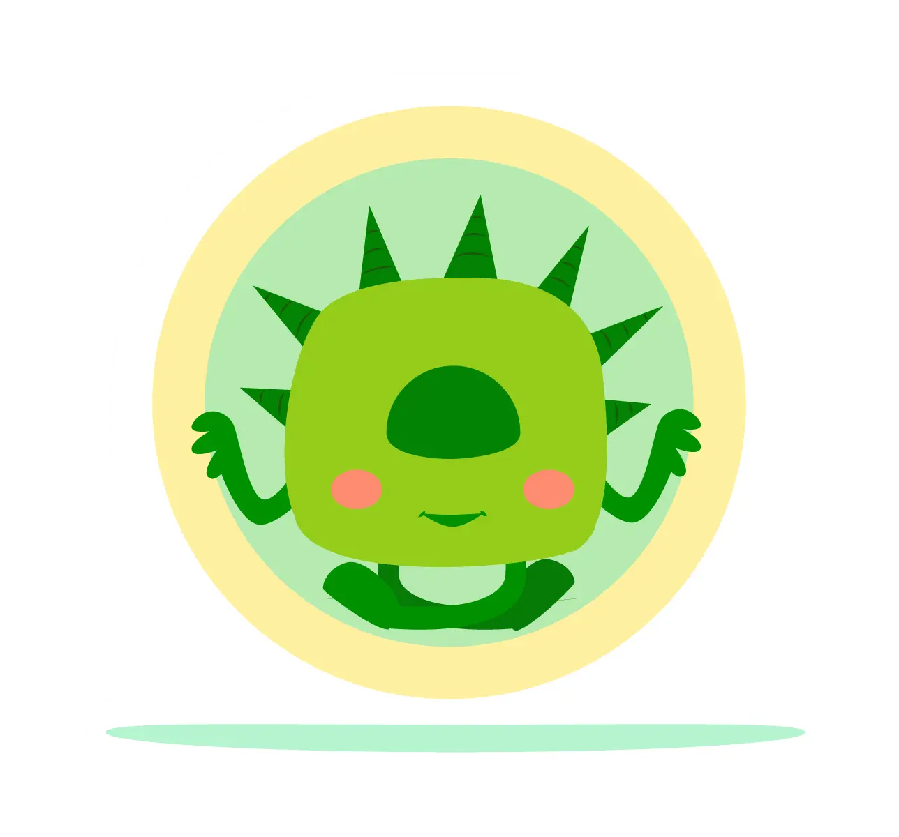 A monster meditates like kids can with KidsBeeTV app mindfulness tools for kids