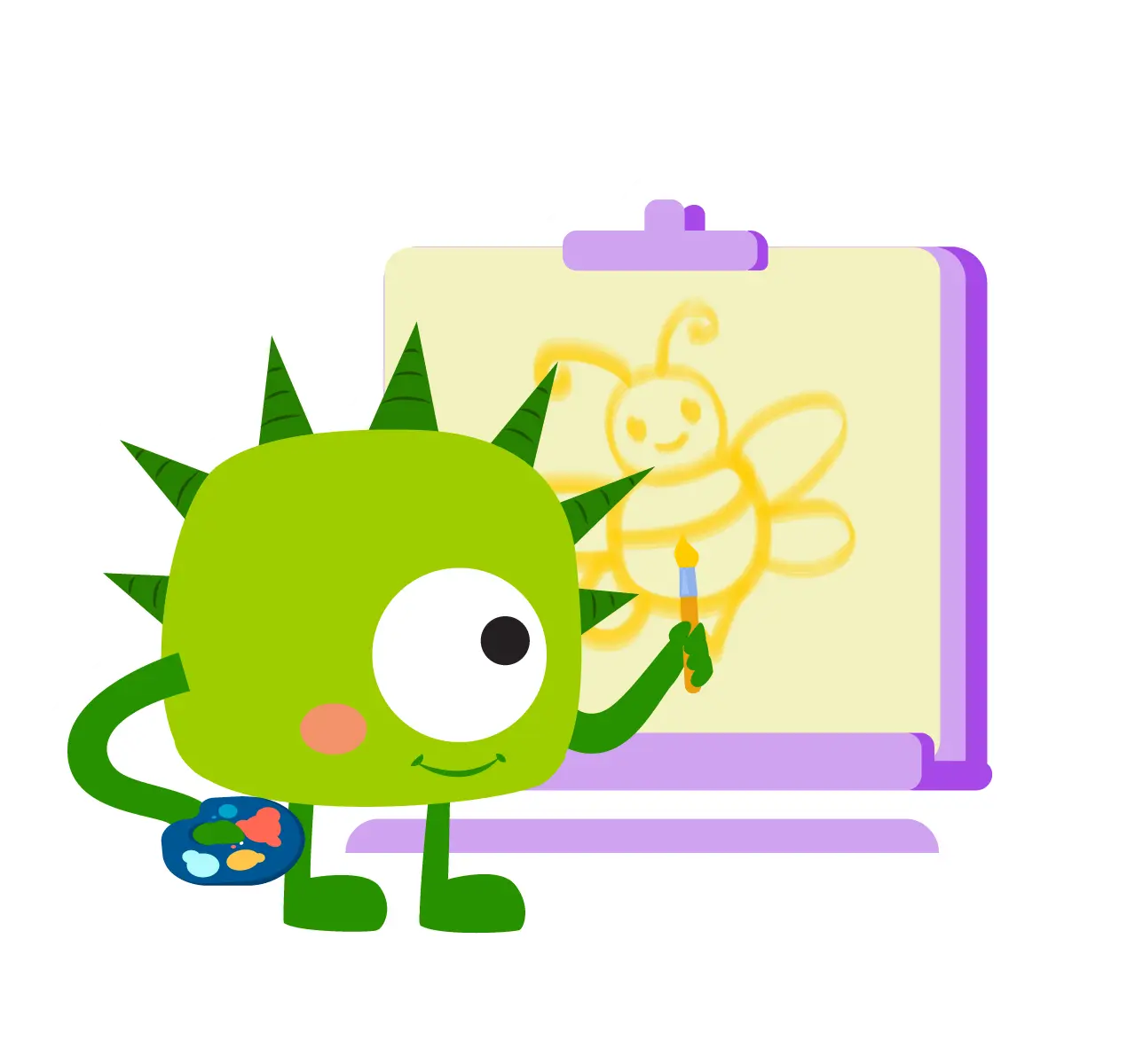 A cute little monster drawing on KidsBeeTV app