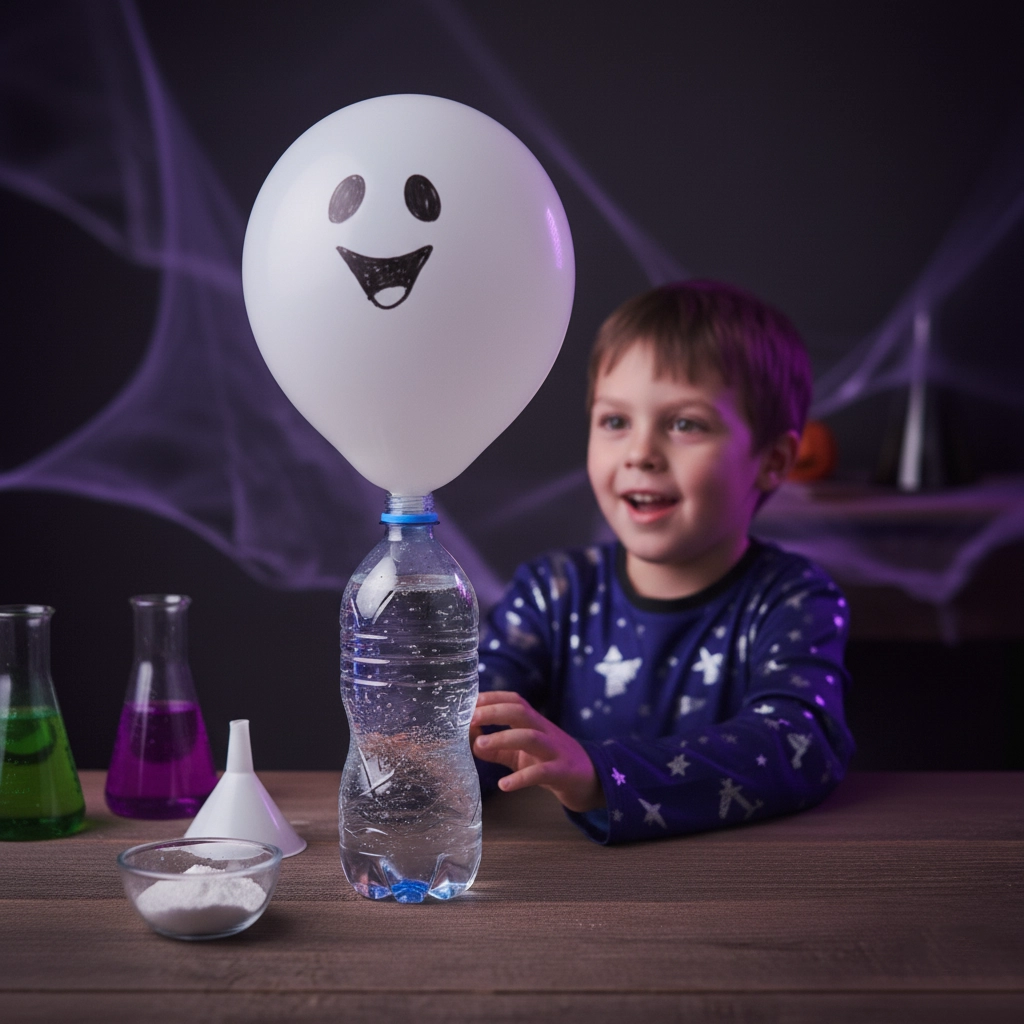 Kids Halloween Experiment: Friendly Ghost Easy Halloween science for kids – balloon ghost inflating